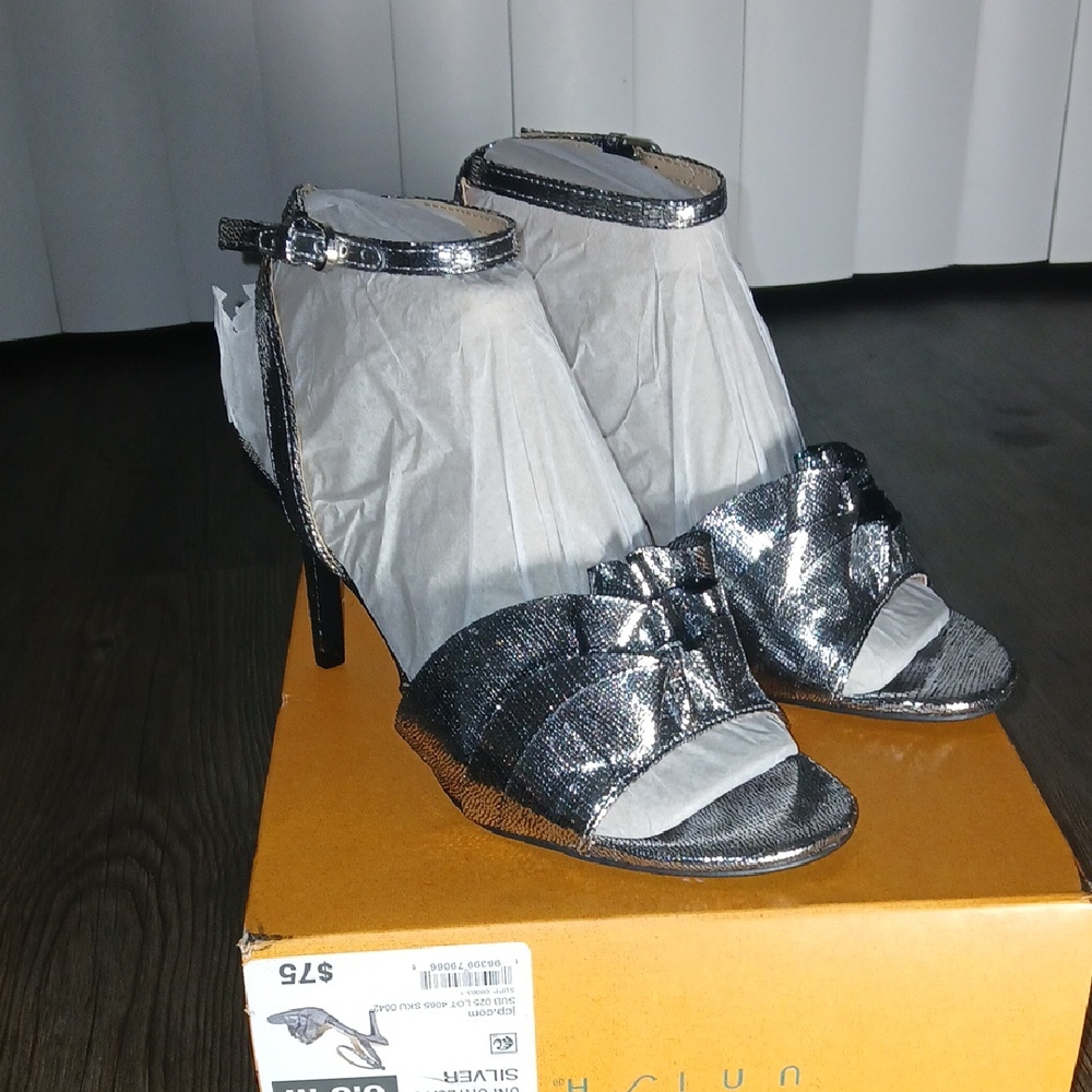 Unisa Metallic Silver Heels with Bow Detail